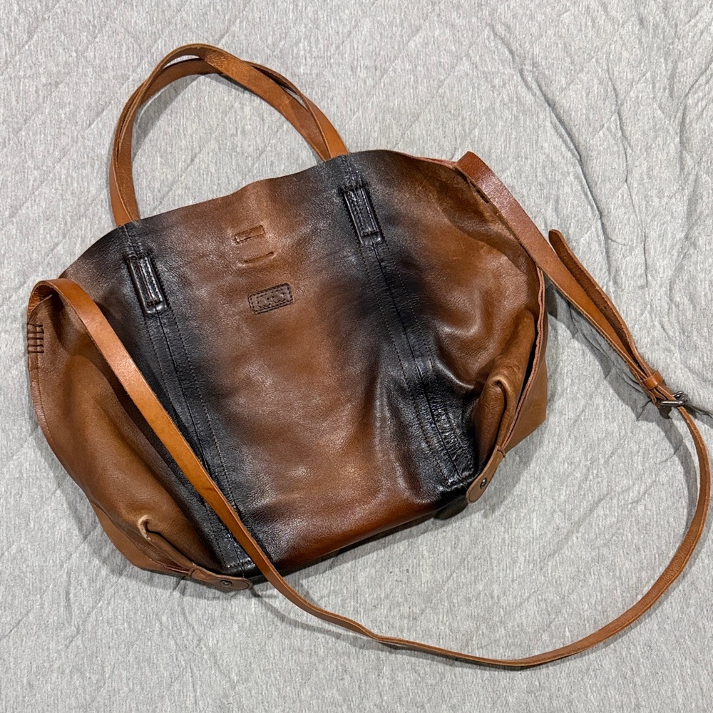 Bed Stu Two-Tone Brown Leather Tote